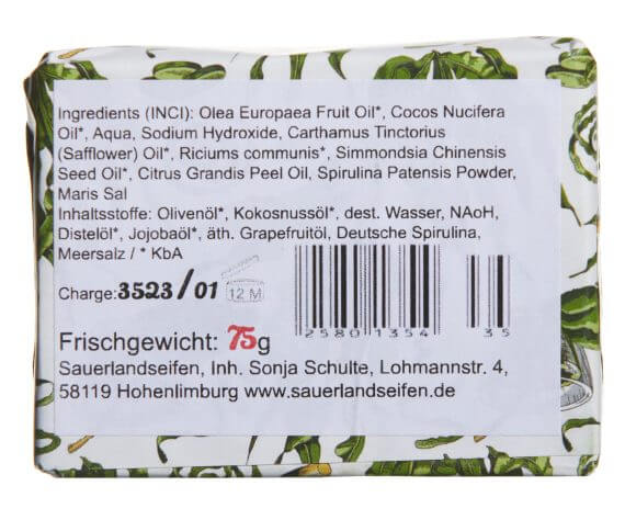 Spirulina Haarseife Rückseite